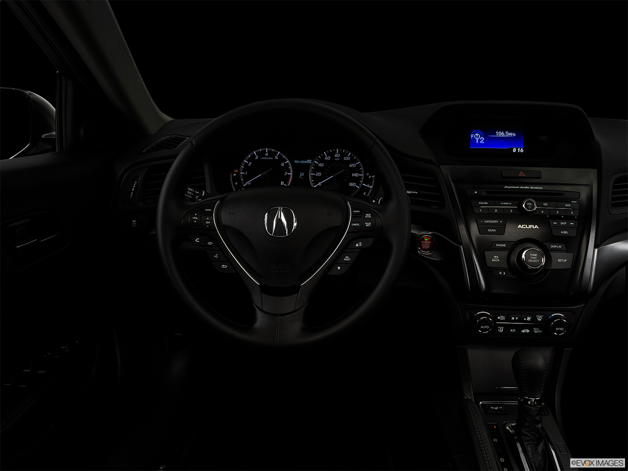 2015 Acura ILX 5-Speed Automatic Centered wide dash shot - "night" shot. 