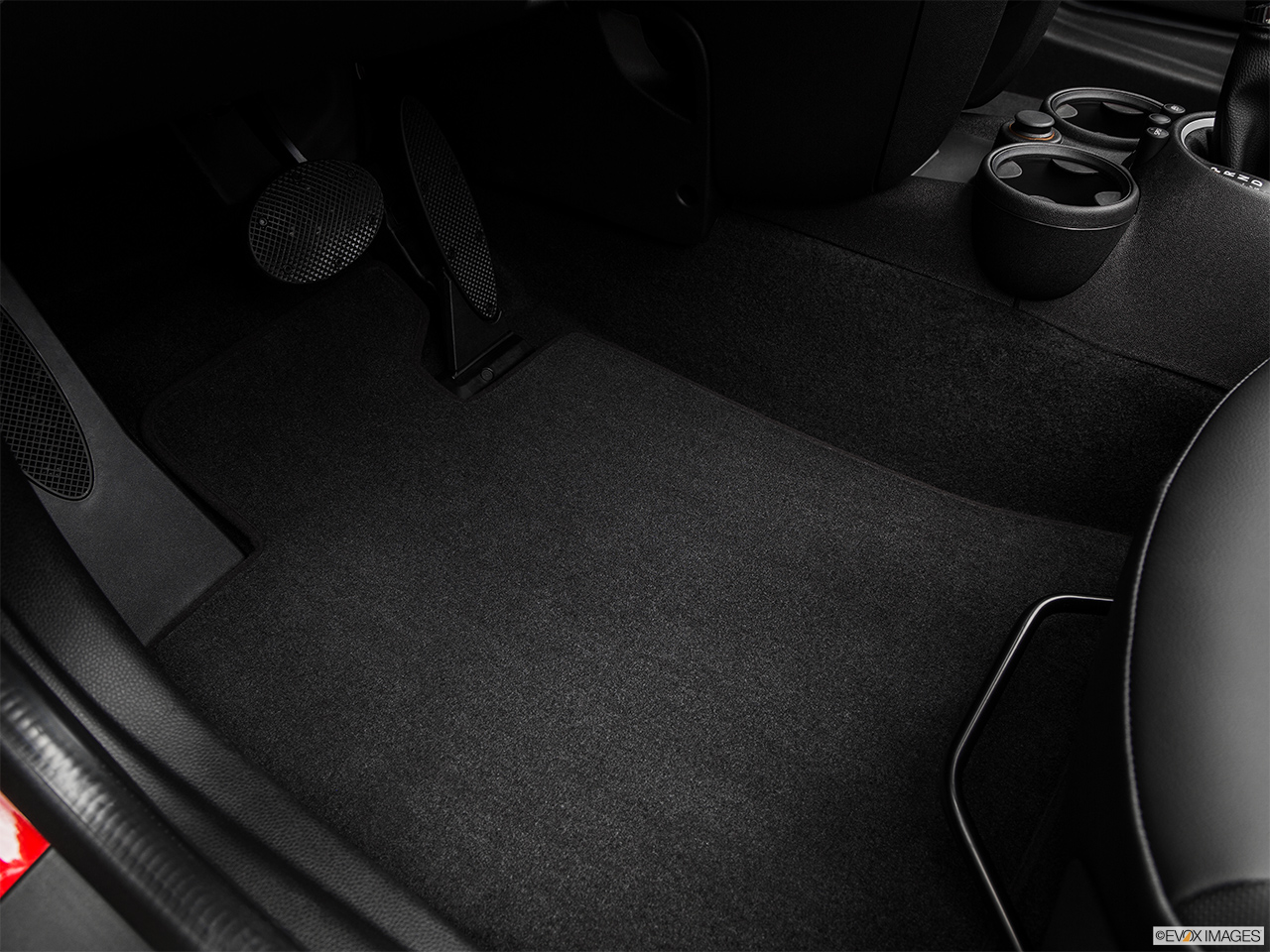 2015 Mini Roadster Cooper Driver's floor mat and pedals. Mid-seat level from outside looking in. 