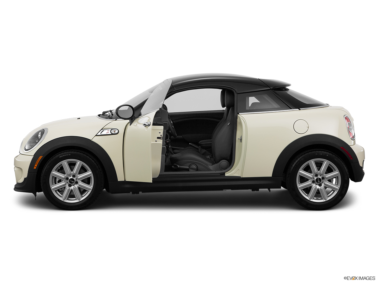 2015 Mini Coupe Cooper S Driver's side profile with drivers side door open. 