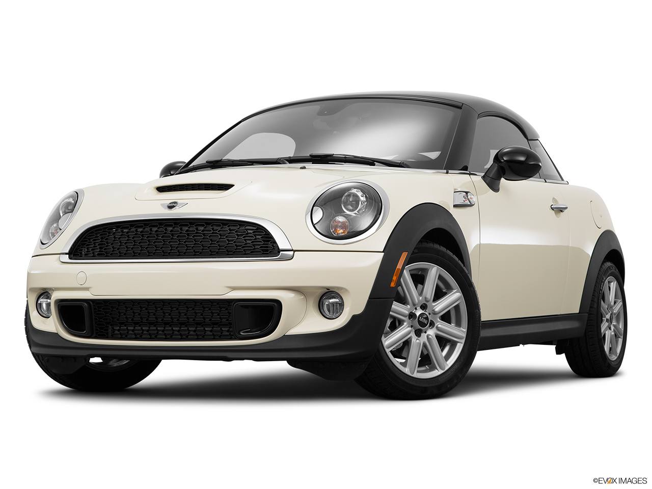 2015 Mini Coupe Cooper S Front angle view, low wide perspective. 