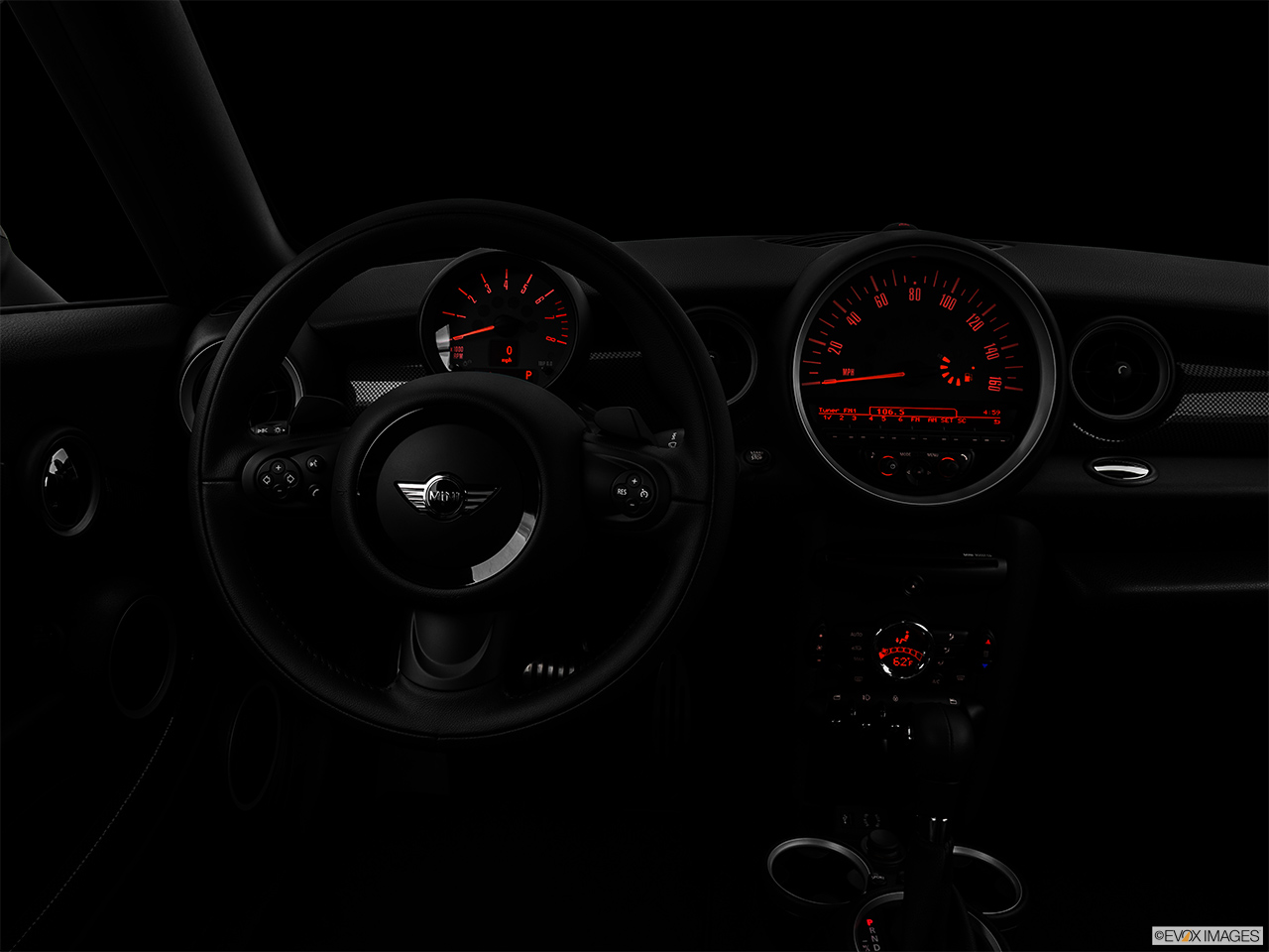 2015 Mini Coupe Cooper S Centered wide dash shot - "night" shot. 