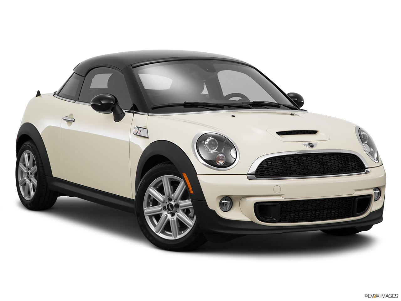 2015 Mini Coupe Cooper S Front passenger 3/4 w/ wheels turned. 