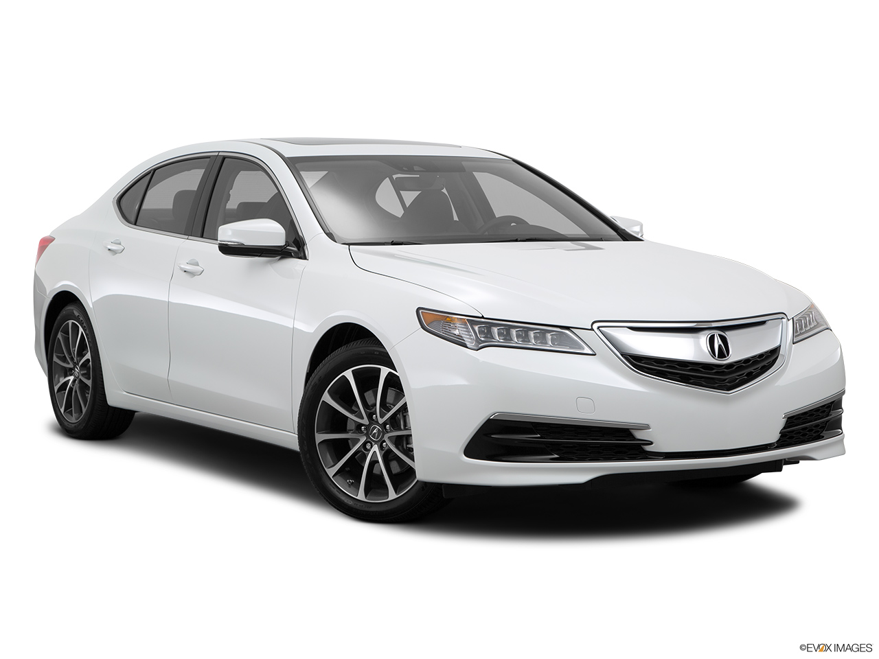 2015 Acura TLX 3.5 V-6 9-AT SH-AWD Front passenger 3/4 w/ wheels turned. 