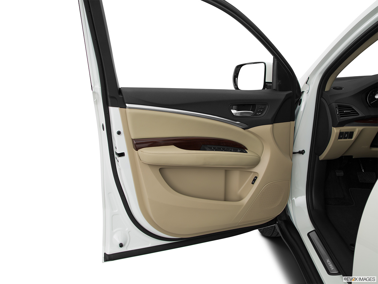 2016 Acura MDX SH-AWD Inside of driver's side open door, window open. 