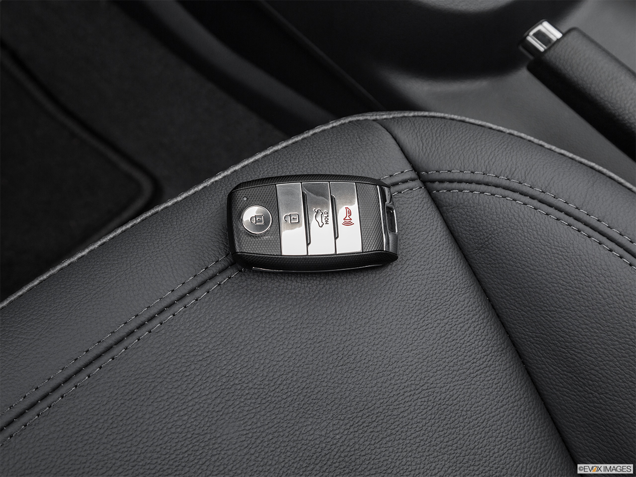 2015 Kia Rio 5-door SX Key fob on driver's seat. 