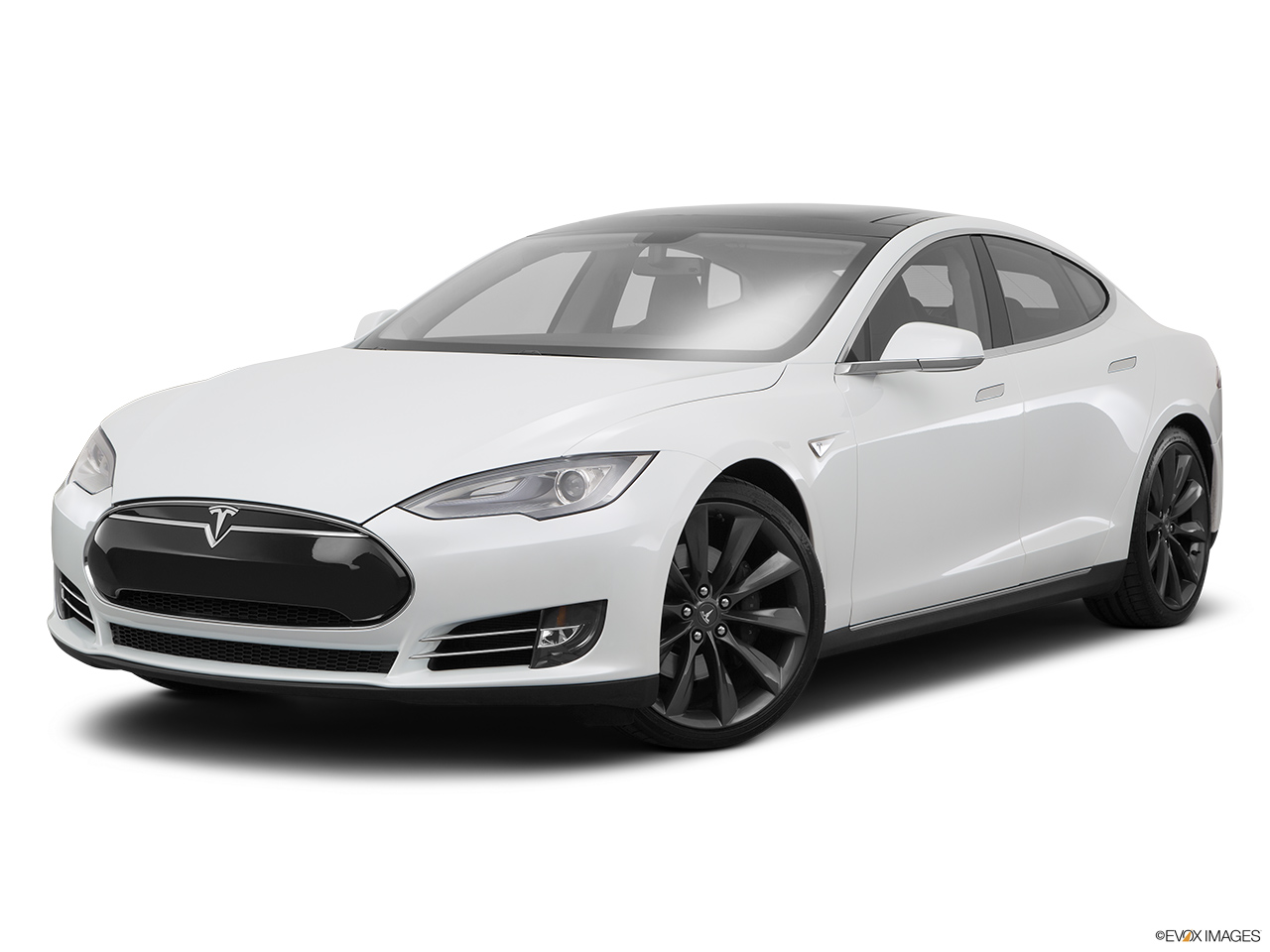 2014 Tesla Model S Performance Front angle medium view. 