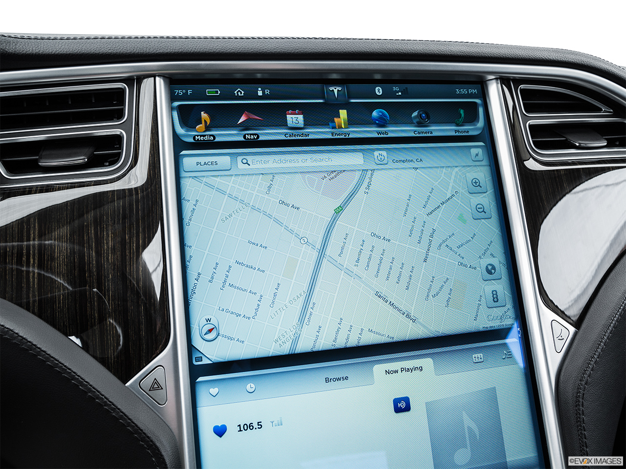 2014 Tesla Model S Performance Driver position view of navigation system. 