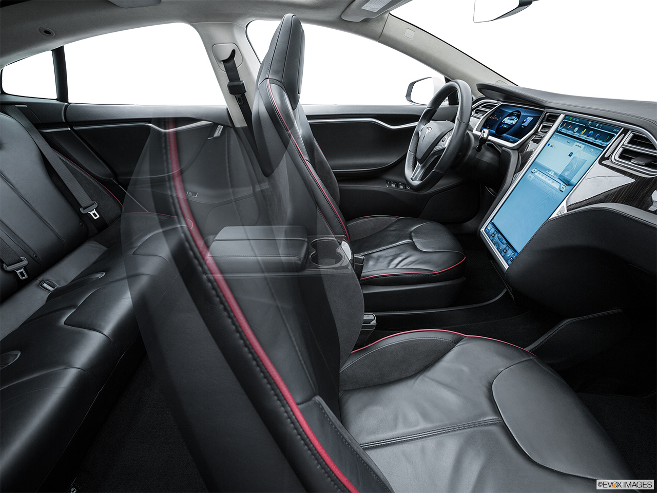 2014 Tesla Model S Performance Fake Buck Shot - Interior from Passenger B pillar. 