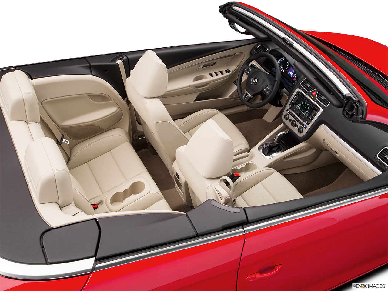 2016 Volkswagen Eos Komfort Edition Convertible Hero (high from passenger, looking down into interior). 