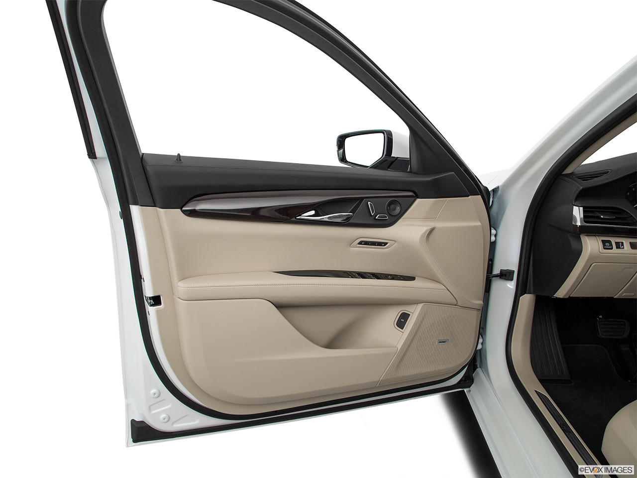 2016 Cadillac CT6 Base Inside of driver's side open door, window open. 