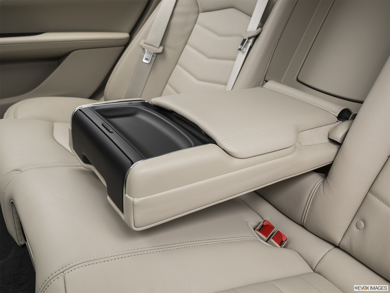 2016 Cadillac CT6 Base Rear center console with closed lid from driver's side looking down. 