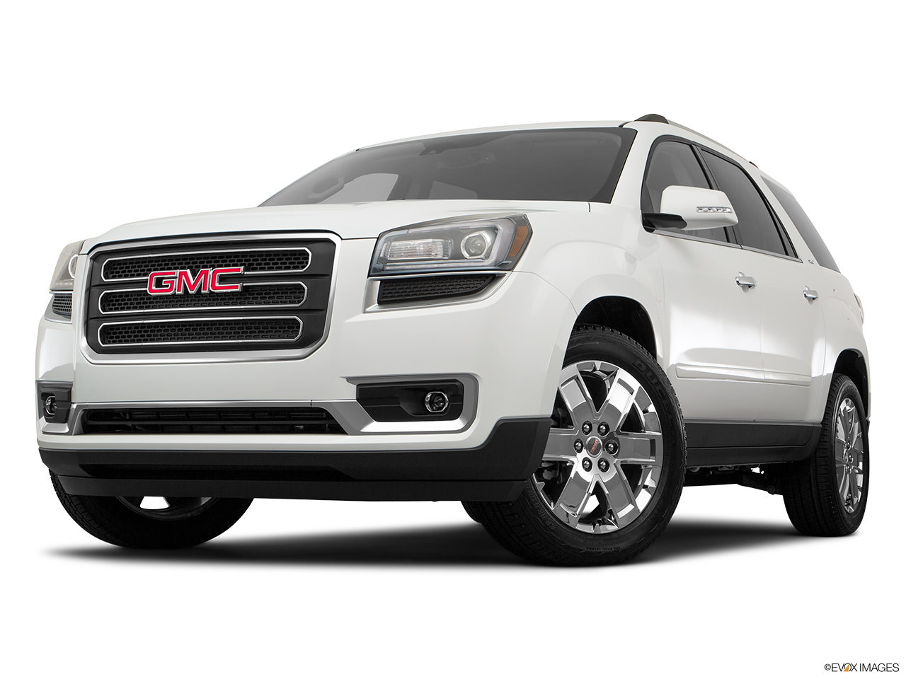 2017 GMC Acadia Limited SLT Front angle view, low wide perspective. 