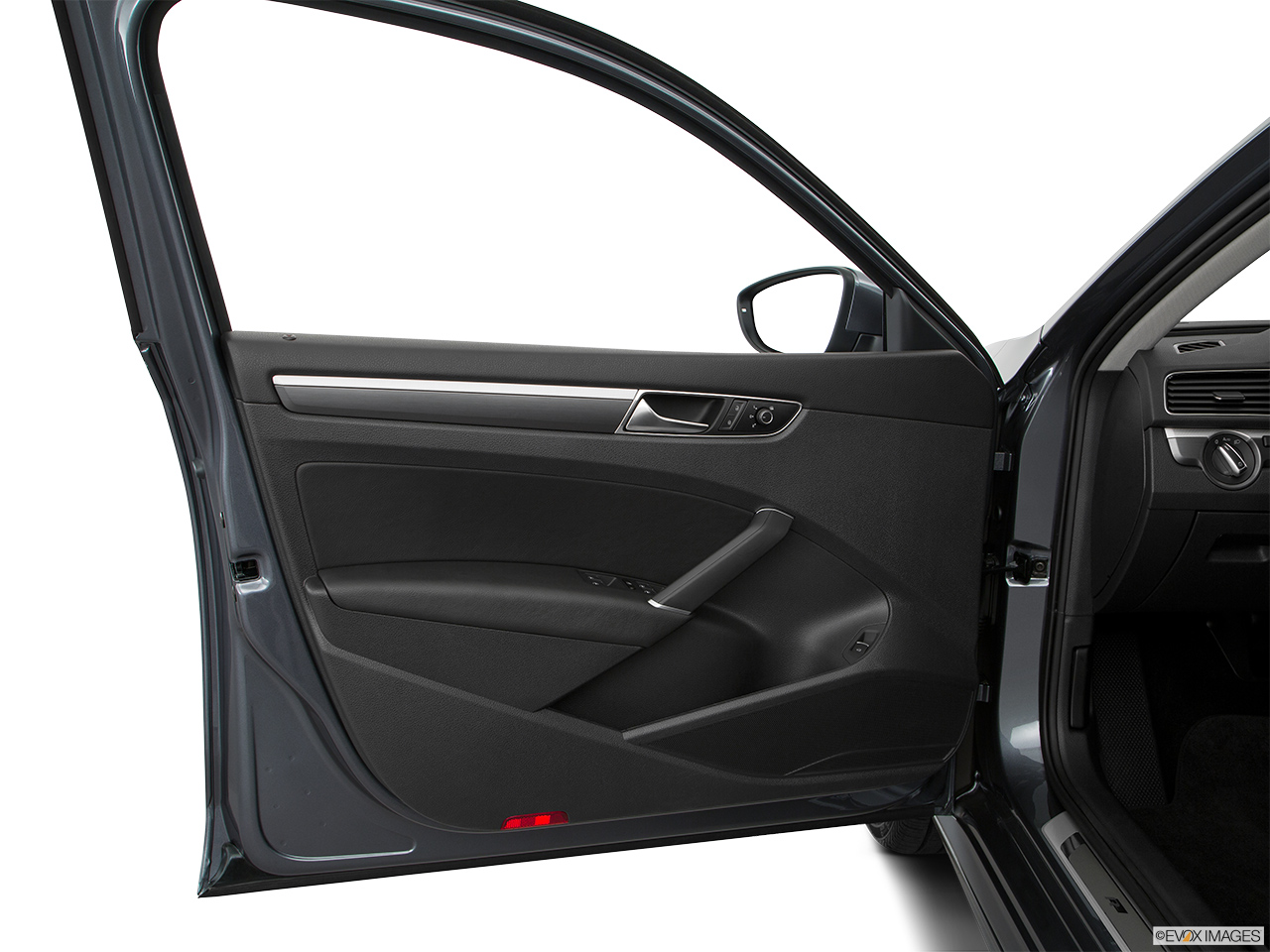 2018 Volkswagen Passat R-Line Inside of driver's side open door, window open. 