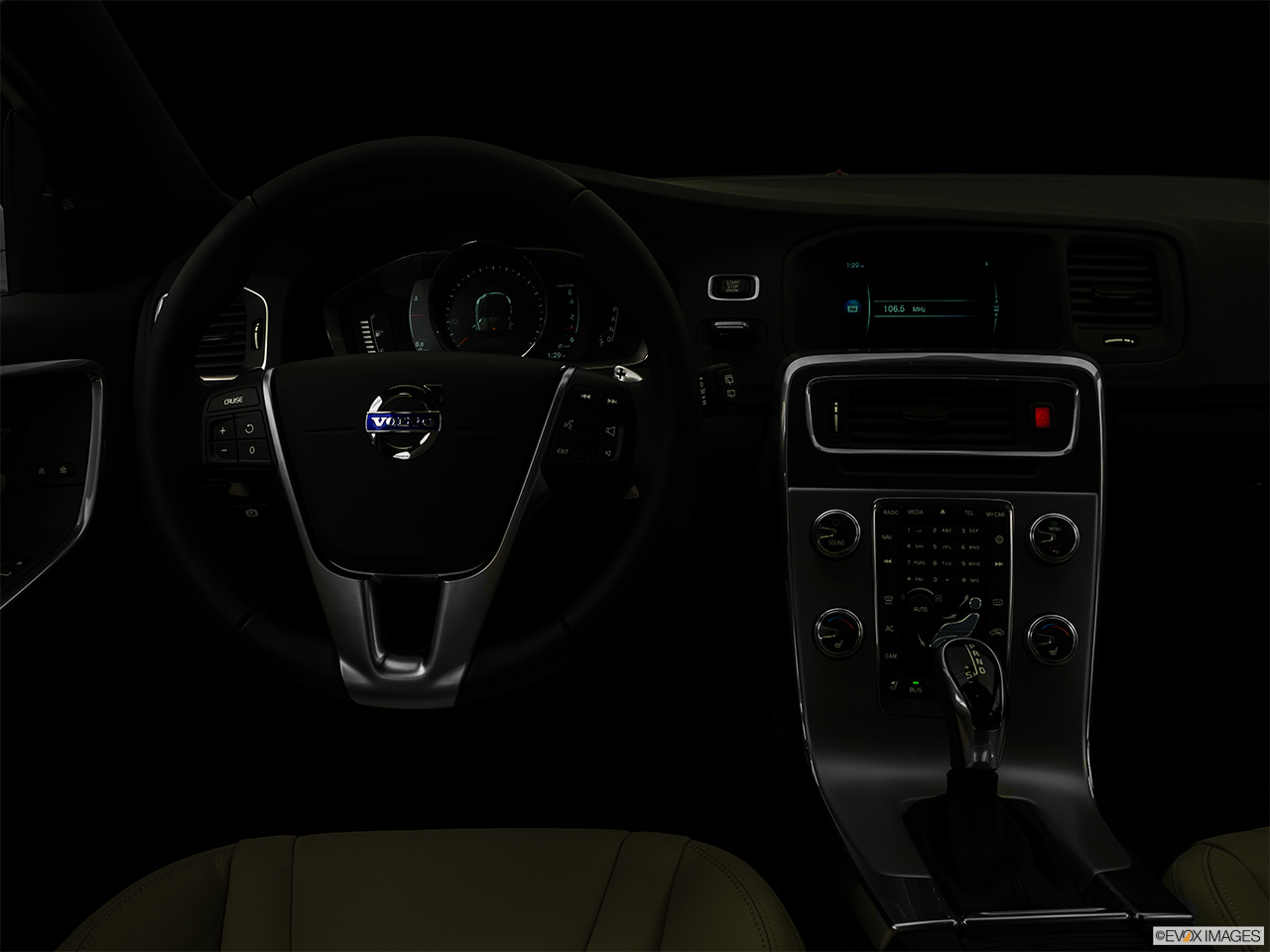 2017 Volvo V60 T5 Premier Centered wide dash shot - "night" shot. 