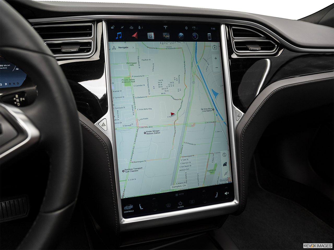 2016 Tesla Model S 75 Driver position view of navigation system. 