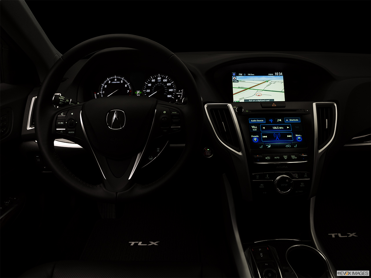 2017 Acura TLX 3.5L Centered wide dash shot - "night" shot. 