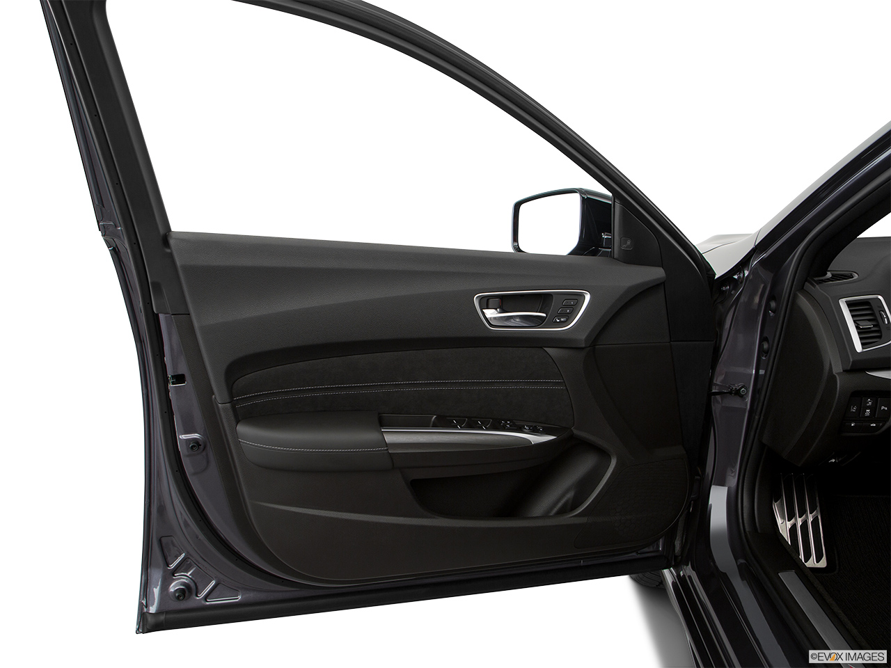 2019 Acura TLX 3.5L Inside of driver's side open door, window open. 