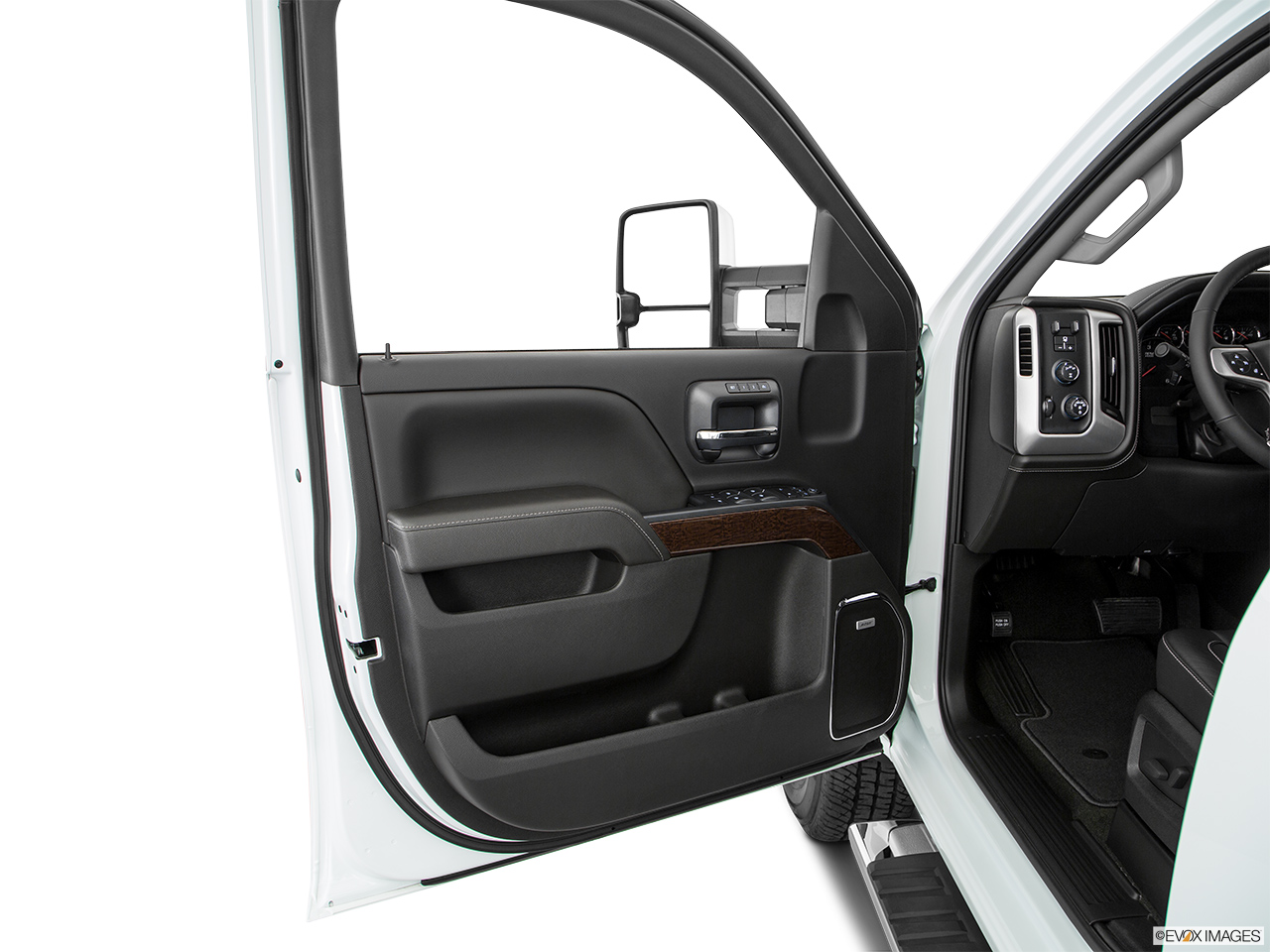 2019 GMC Sierra 2500HD SLT Inside of driver's side open door, window open. 