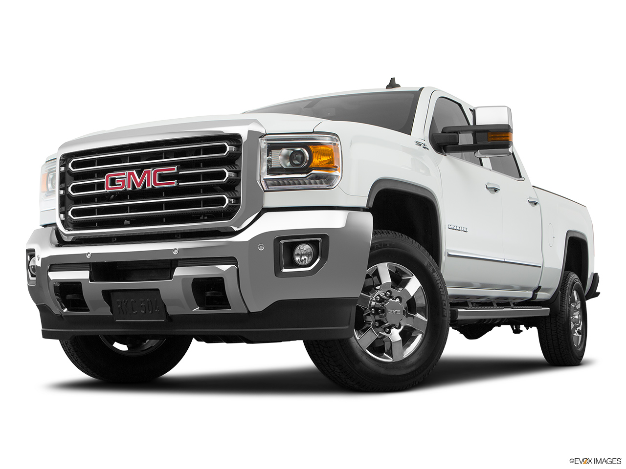 2019 GMC Sierra 2500HD SLT Front angle view, low wide perspective. 