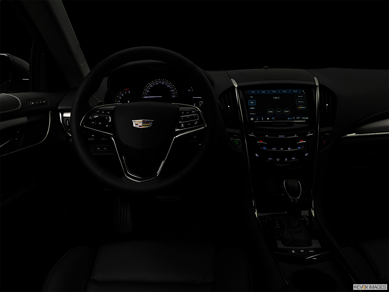 2019 Cadillac ATS Luxury Centered wide dash shot - "night" shot. 