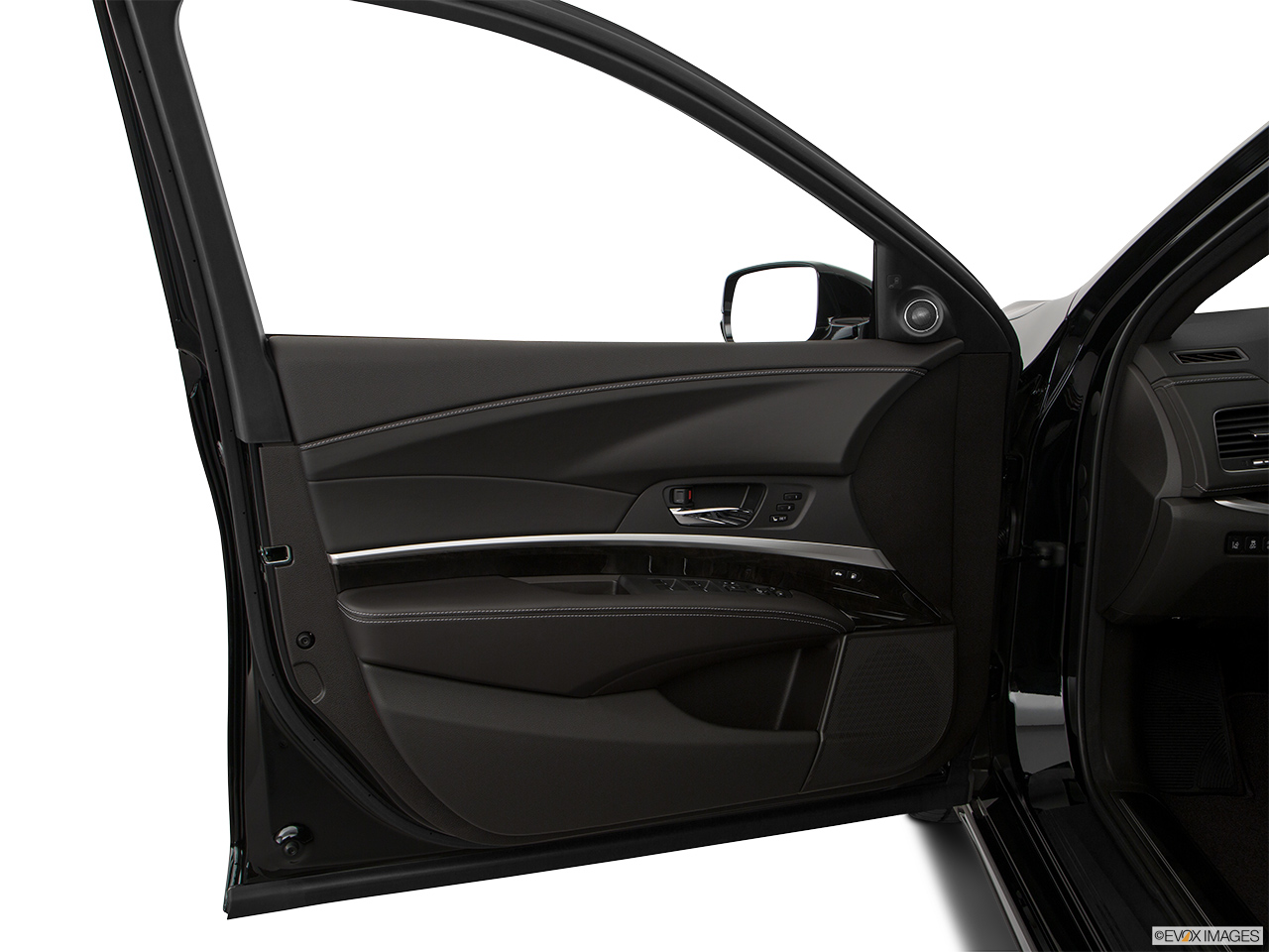 2018 Acura RLX Base Inside of driver's side open door, window open. 