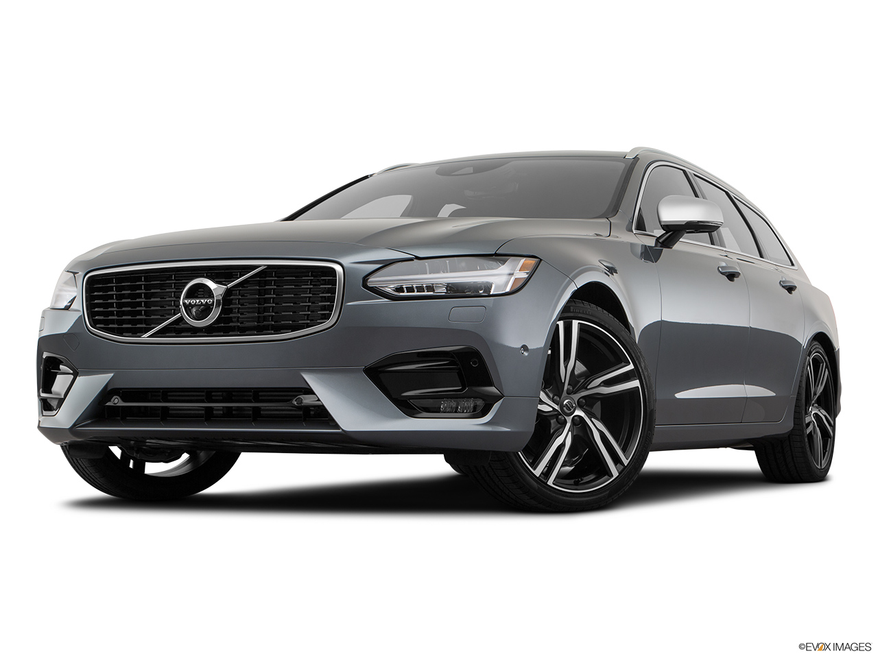2019 Volvo V90 T6 AWD R-DESIGN Front angle view, low wide perspective. 