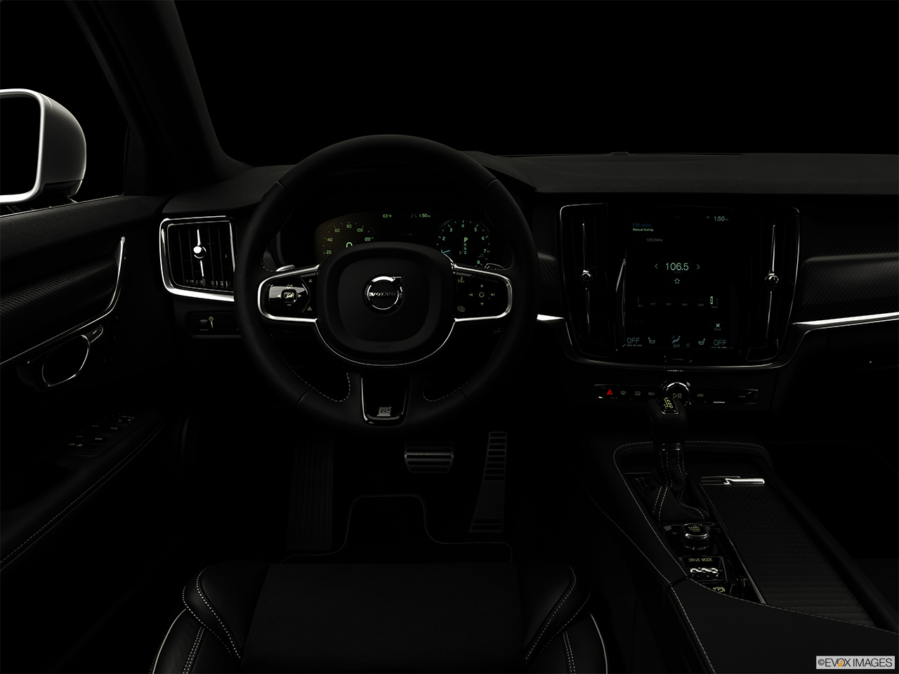 2018 Volvo V90 T6 AWD R-DESIGN Centered wide dash shot - "night" shot. 