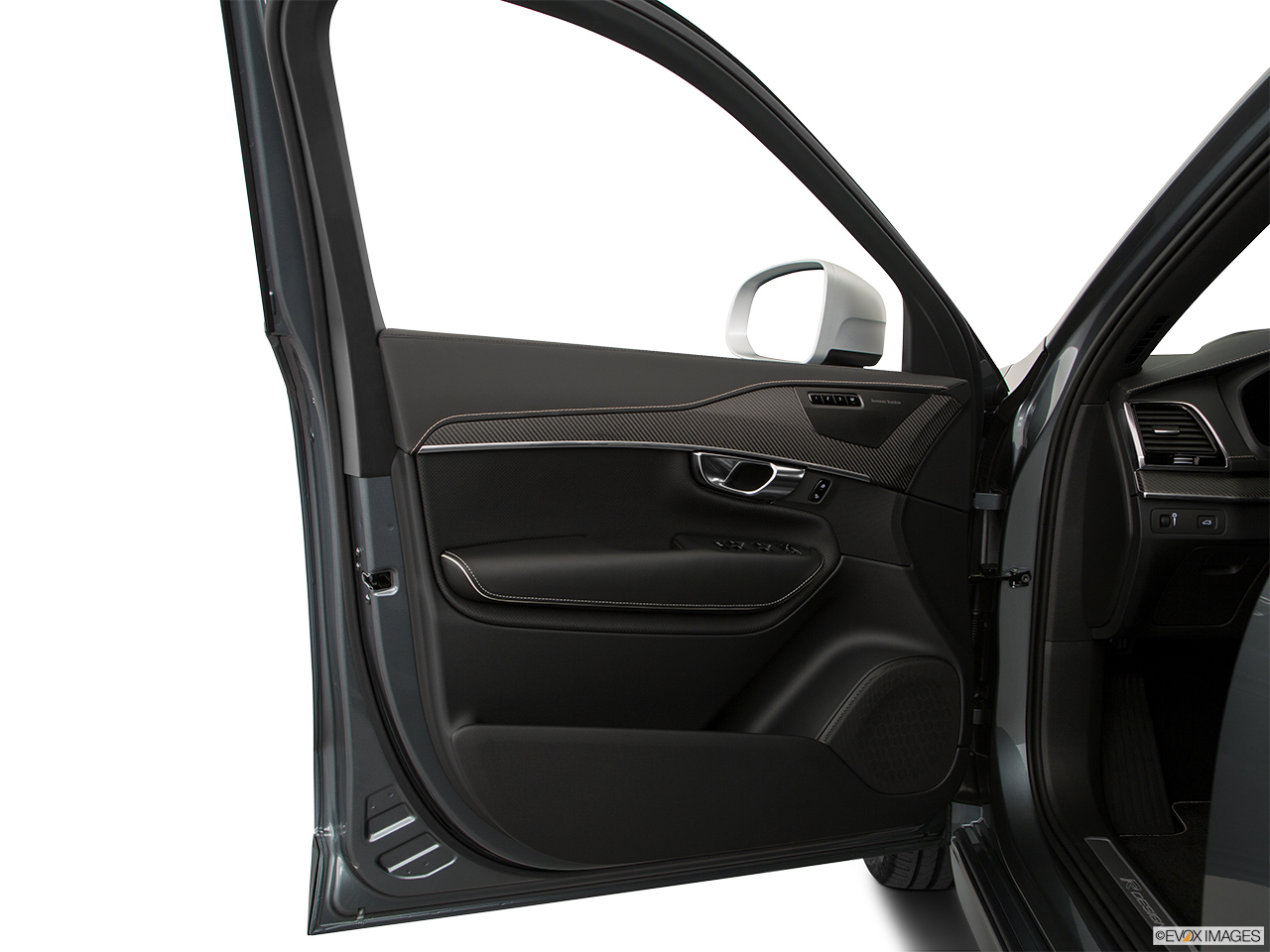 2019 Volvo XC90  T5 AWD R-Design Inside of driver's side open door, window open. 