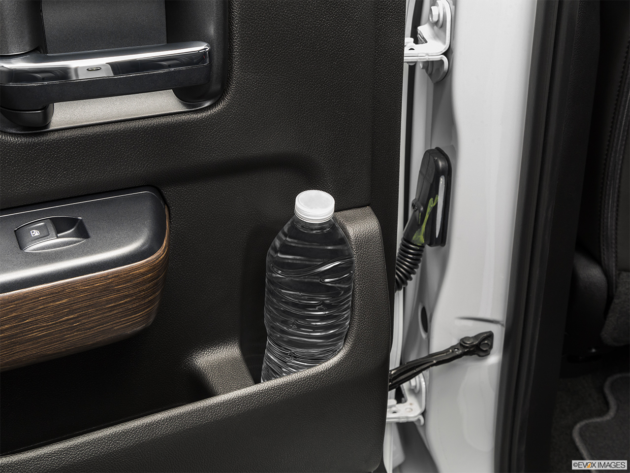 2019 GMC Sierra 2500HD Denali Second row side cup holder with coffee prop, or second row door cup holder with water bottle. 