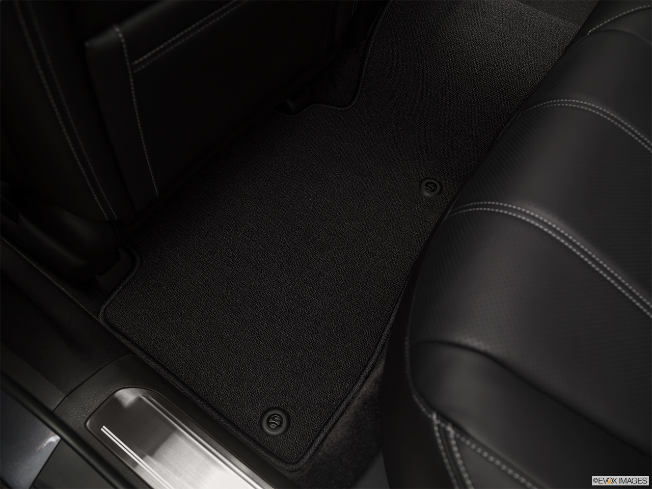 2020 Acura RLX Sport Hybrid SH-AWD Rear driver's side floor mat. Mid-seat level from outside looking in. 