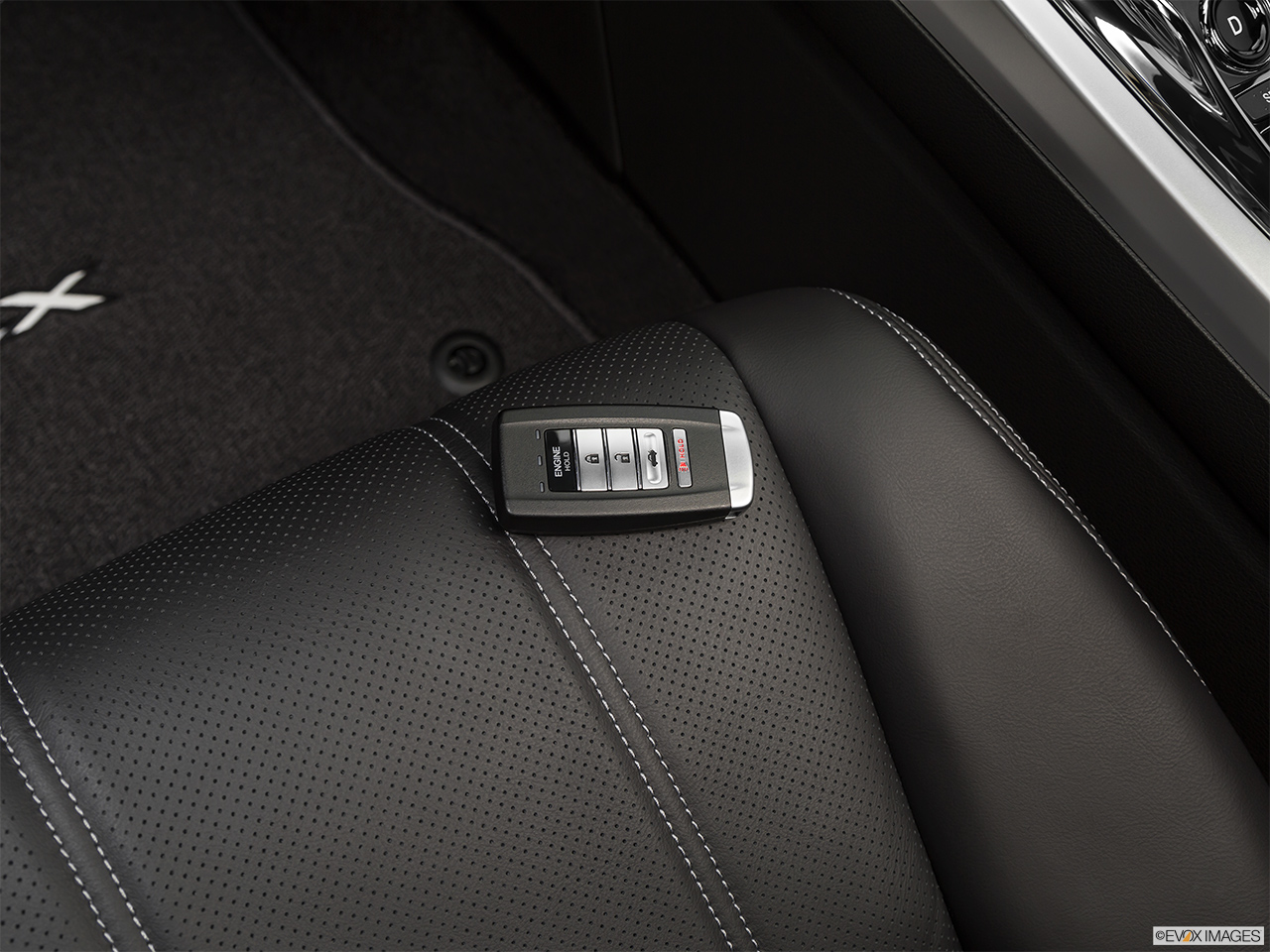 2020 Acura RLX Sport Hybrid SH-AWD Key fob on driver's seat. 