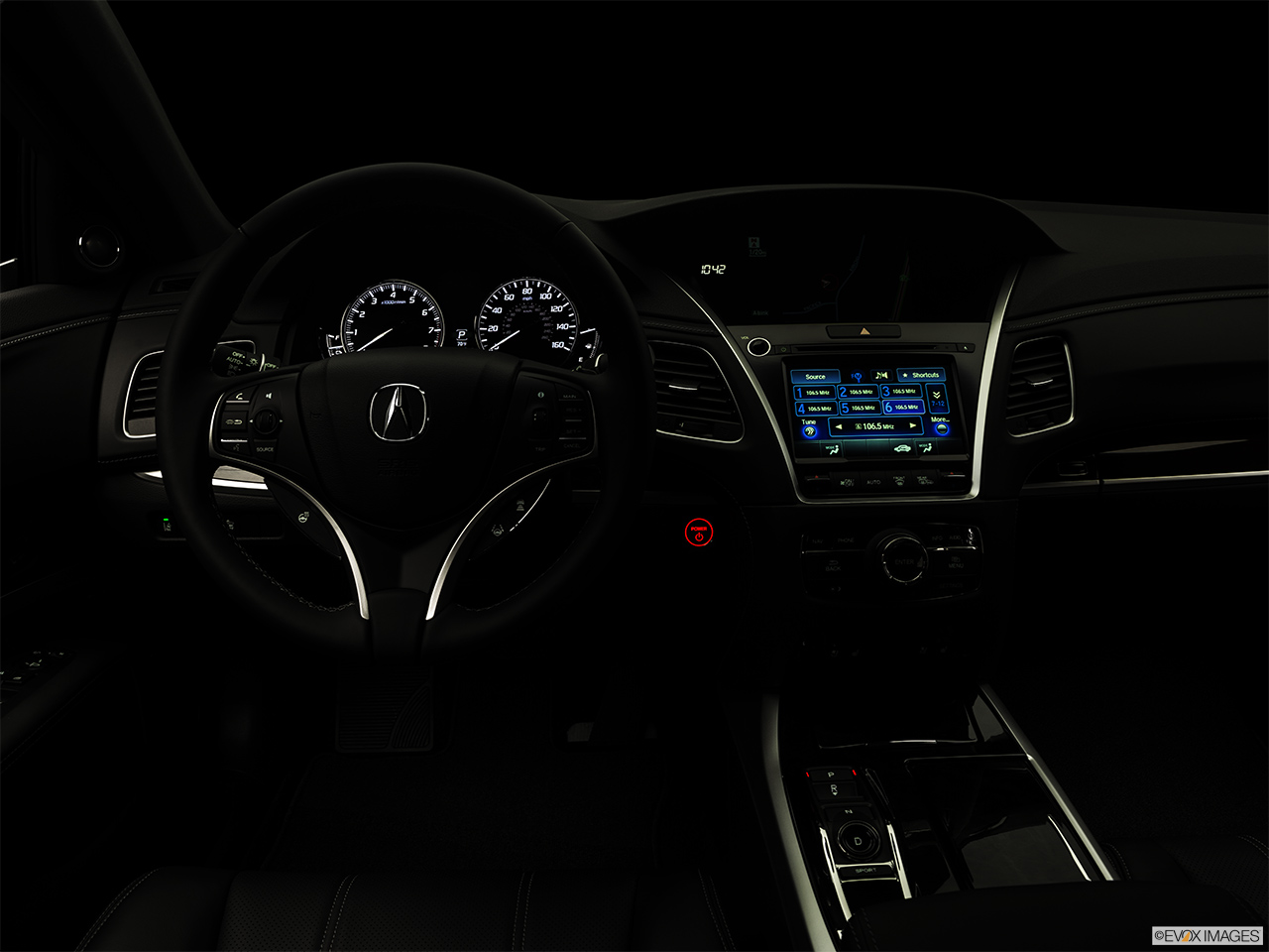 2020 Acura RLX Sport Hybrid SH-AWD Centered wide dash shot - "night" shot. 