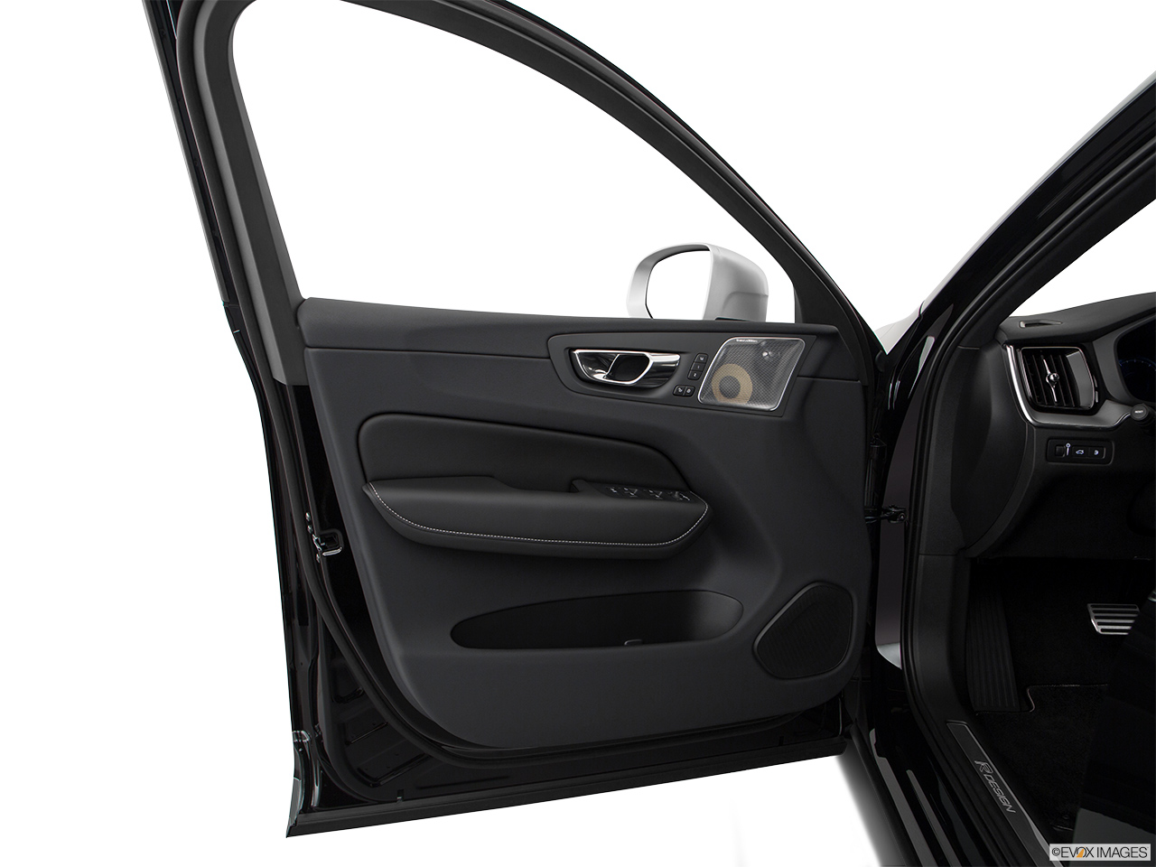 2019 Volvo XC60 T8 R-Design eAWD Plug-in Hybrid Inside of driver's side open door, window open. 