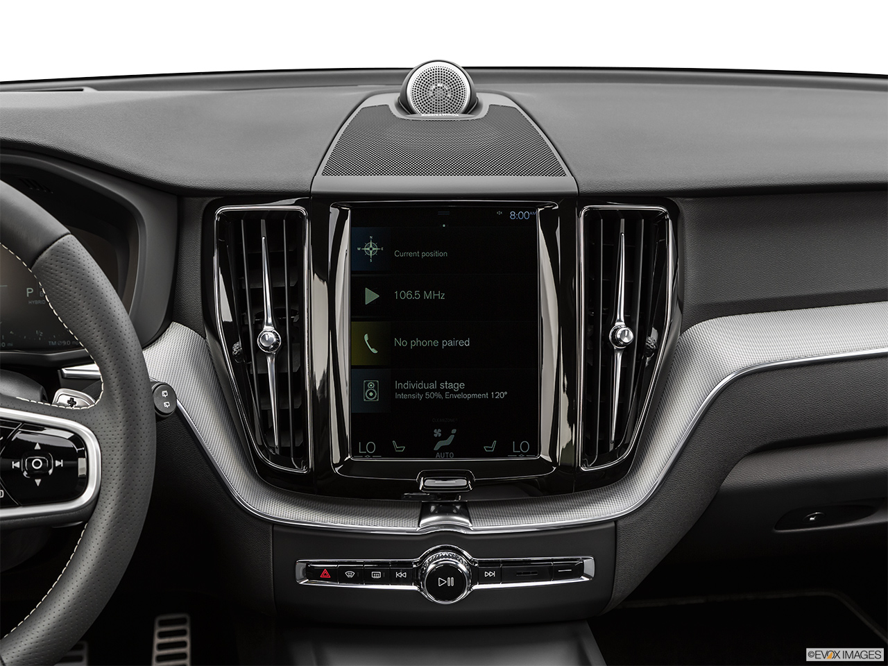 2019 Volvo XC60 T8 R-Design eAWD Plug-in Hybrid Closeup of radio head unit 