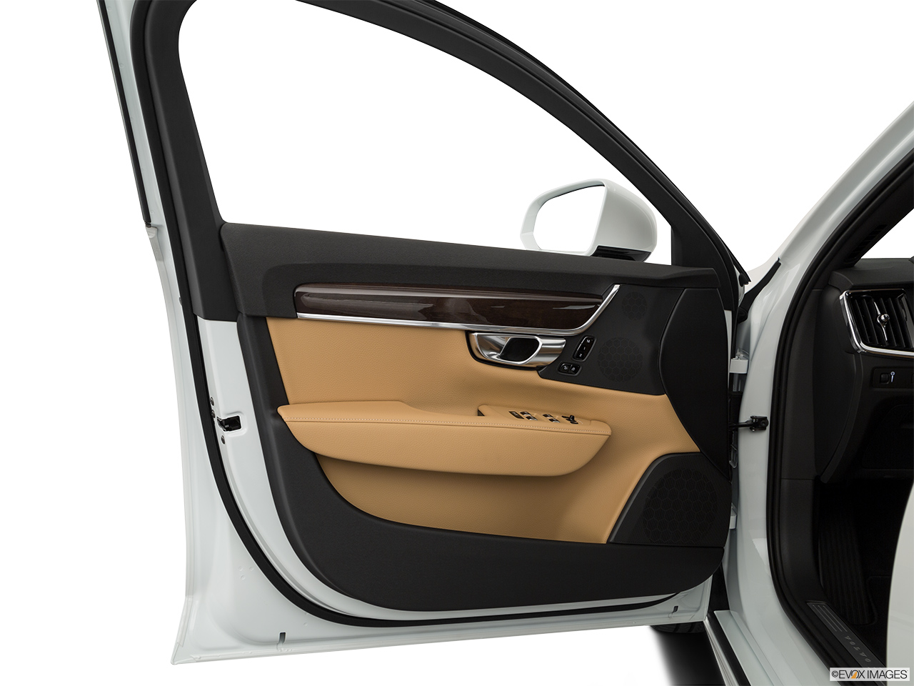 2019 Volvo S90 T5 Momentum Inside of driver's side open door, window open. 