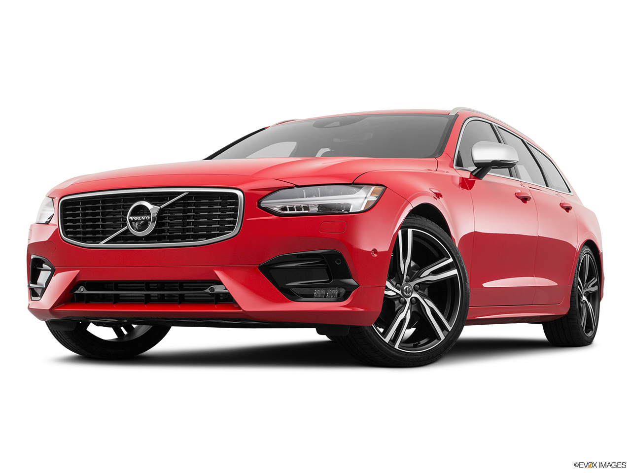2019 Volvo V90 T5 R-Design Front angle view, low wide perspective. 