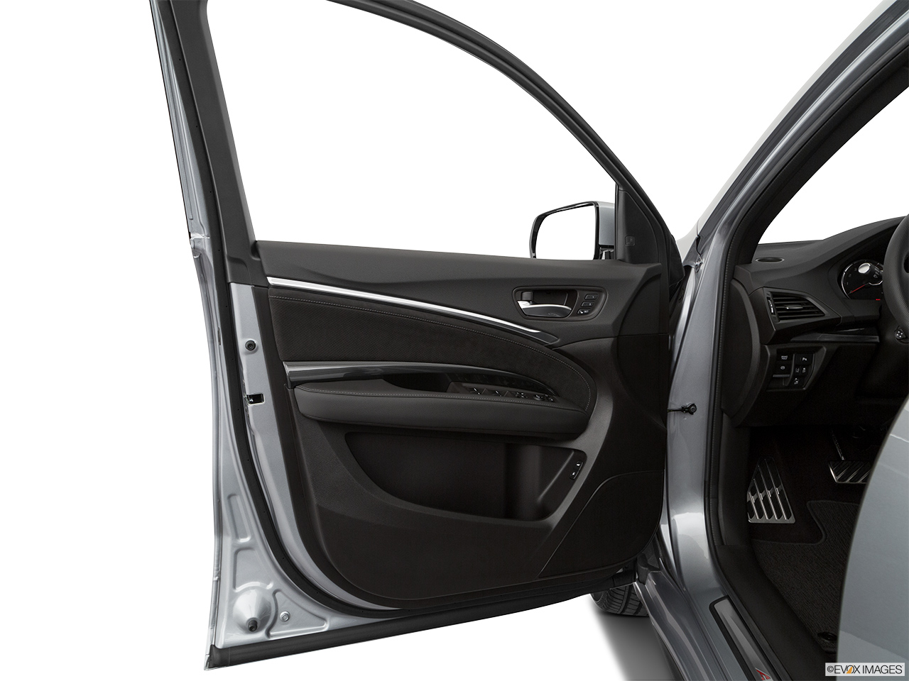 2020 Acura MDX Base Inside of driver's side open door, window open. 