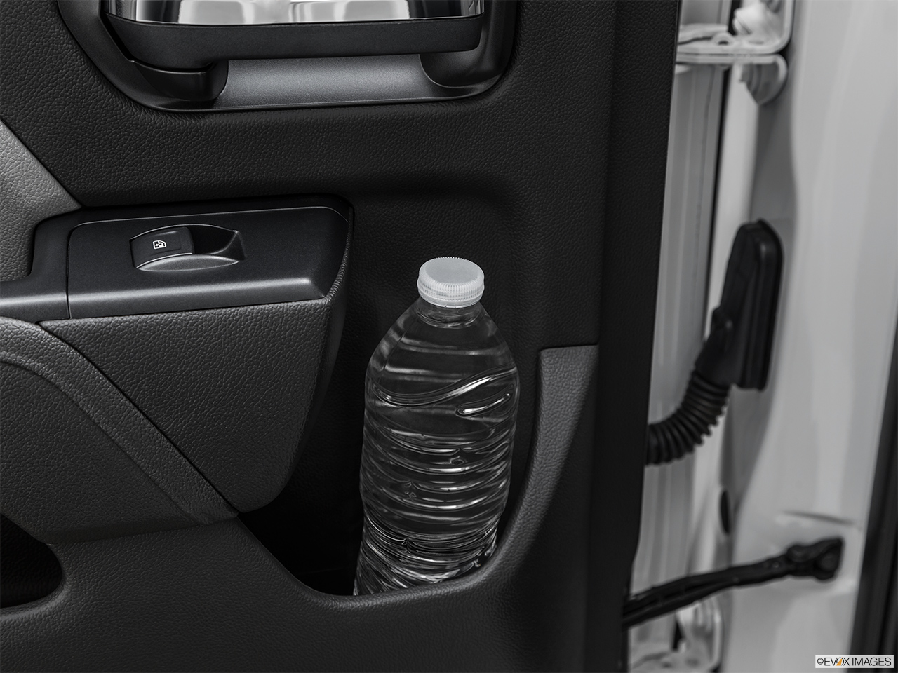 2019 GMC Sierra 2500HD Base Second row side cup holder with coffee prop, or second row door cup holder with water bottle. 