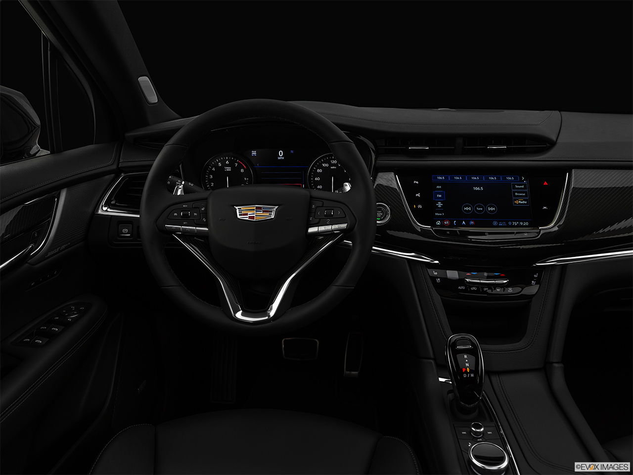 2020 Cadillac XT6 Sport Centered wide dash shot - "night" shot. 