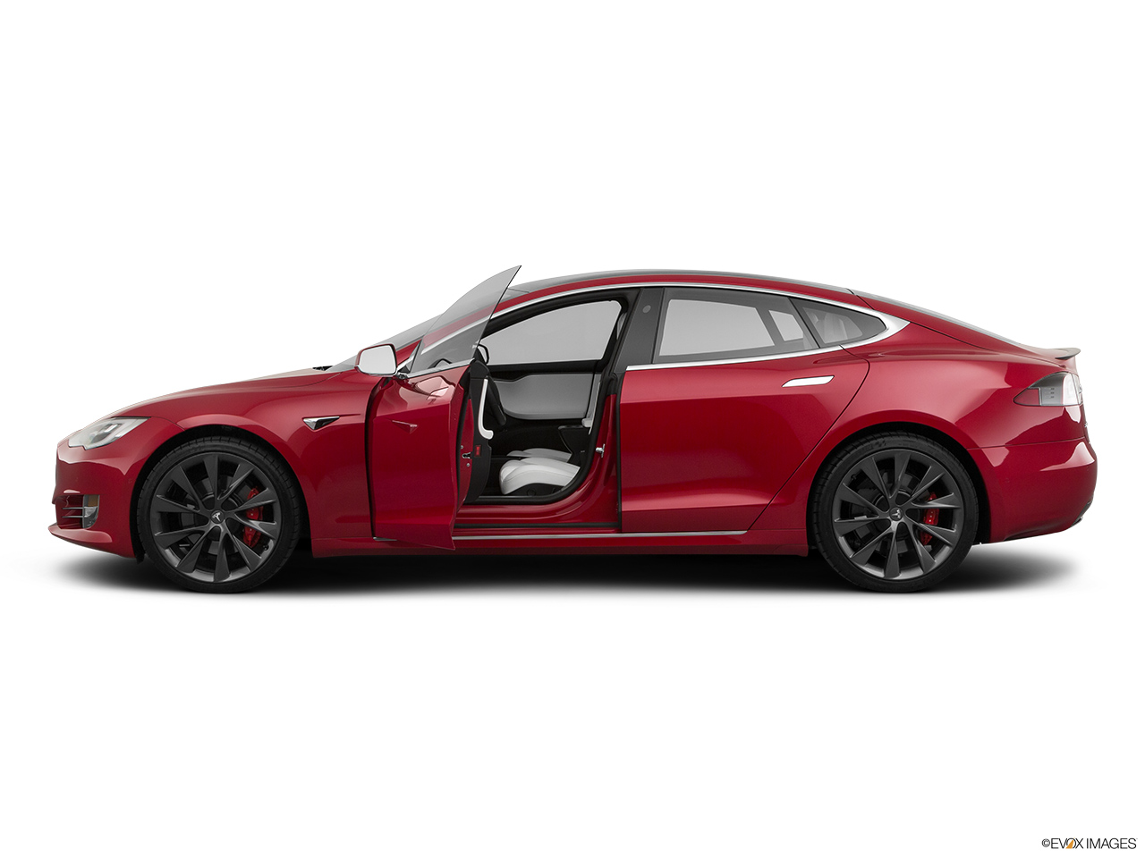 2019 Tesla Model S P100D Driver's side profile with drivers side door open. 