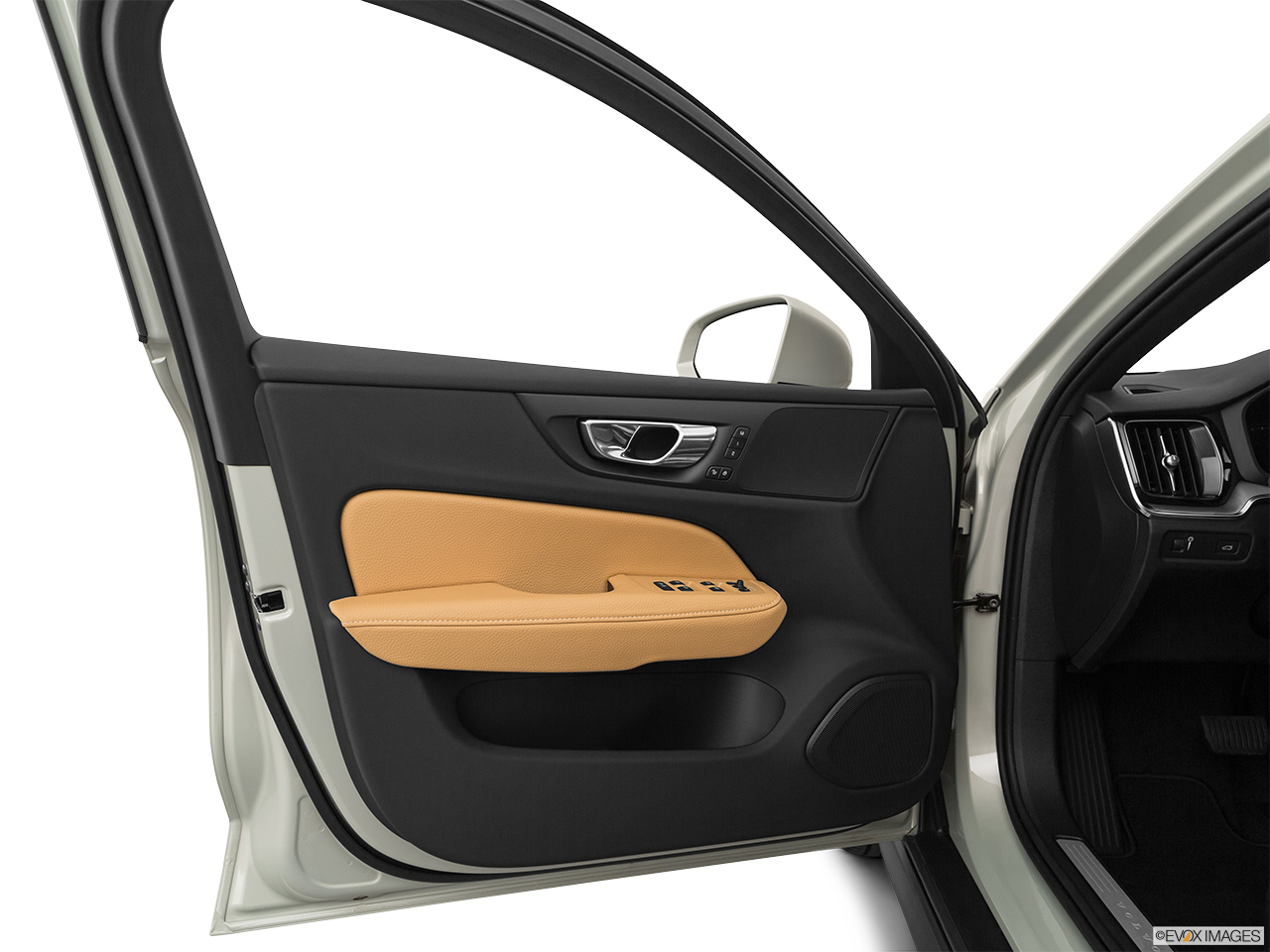 2020 Volvo V60 Cross Country T5 AWD Inside of driver's side open door, window open. 