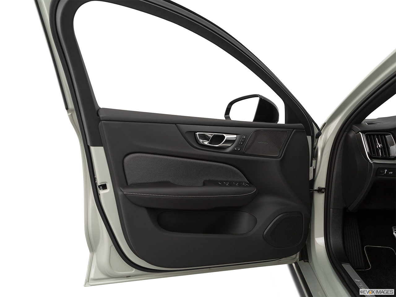 2020 Volvo S60 T8 R-Design eAWD Plug-in Hybrid Inside of driver's side open door, window open. 