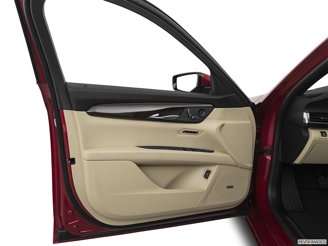 2020 Cadillac CT6 Luxury Inside of driver's side open door, window open. 
