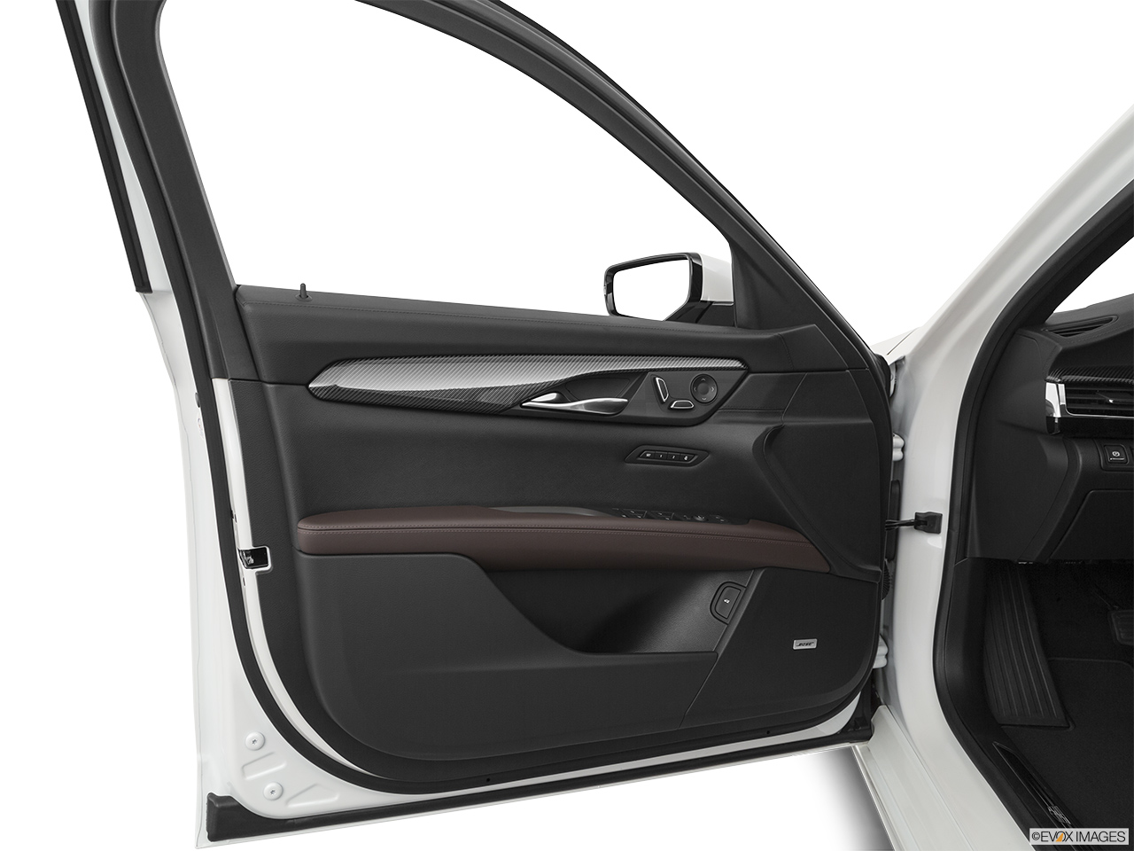 2019 Cadillac CT6-V Base Inside of driver's side open door, window open. 