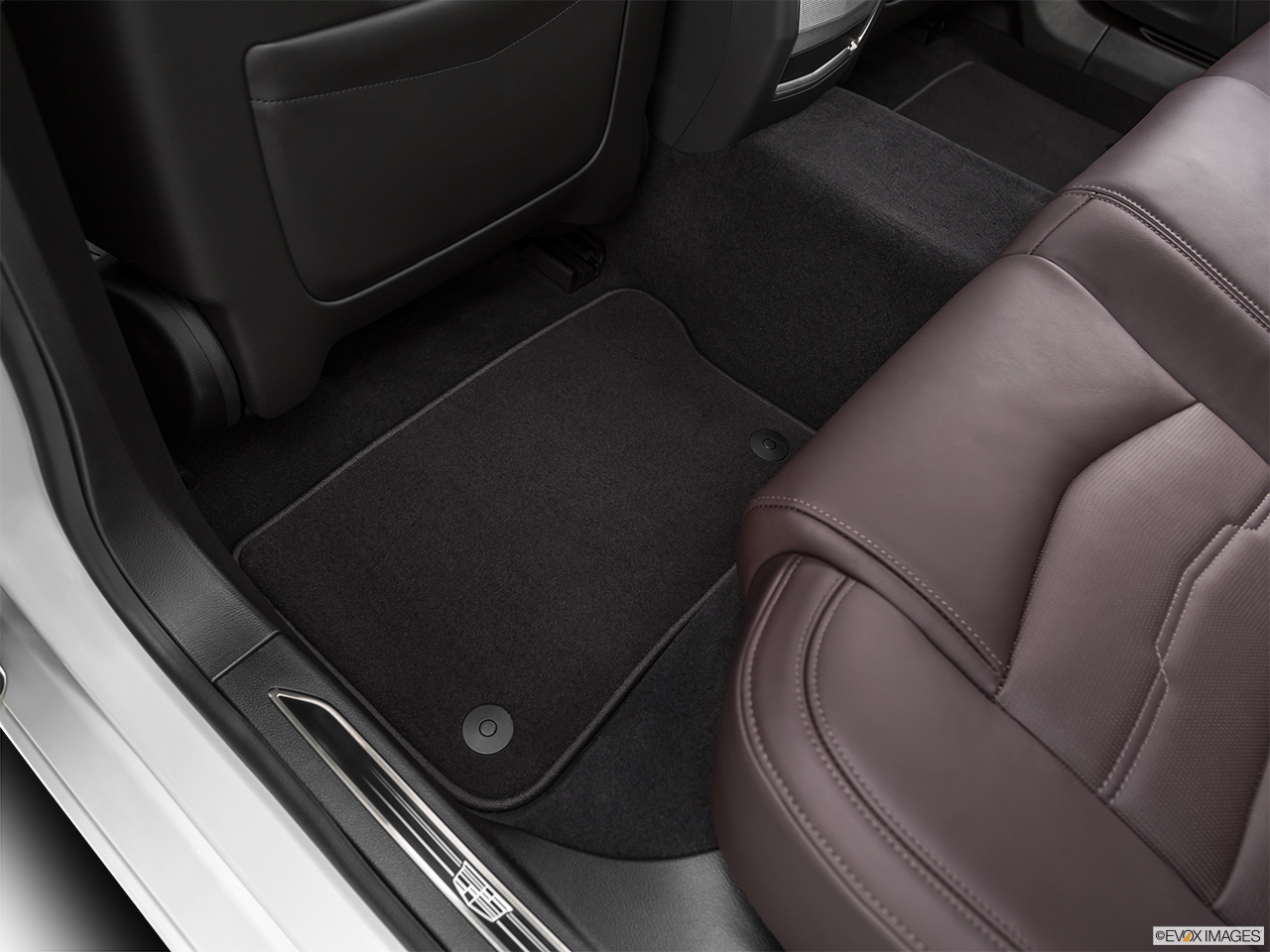 2019 Cadillac CT6-V Base Rear driver's side floor mat. Mid-seat level from outside looking in. 