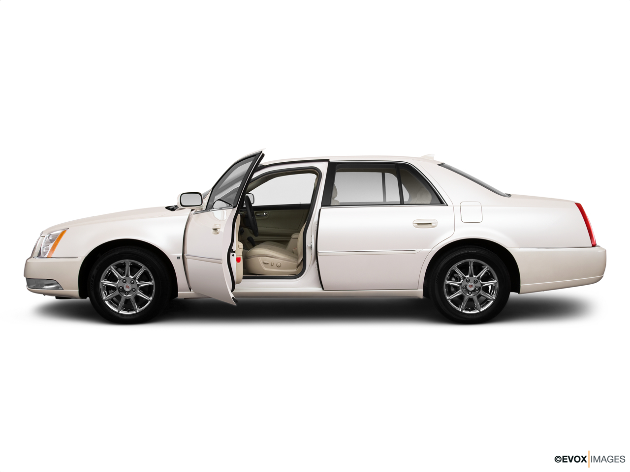 2010 Cadillac DTS Luxury Collection Driver's side profile with drivers side door open. 