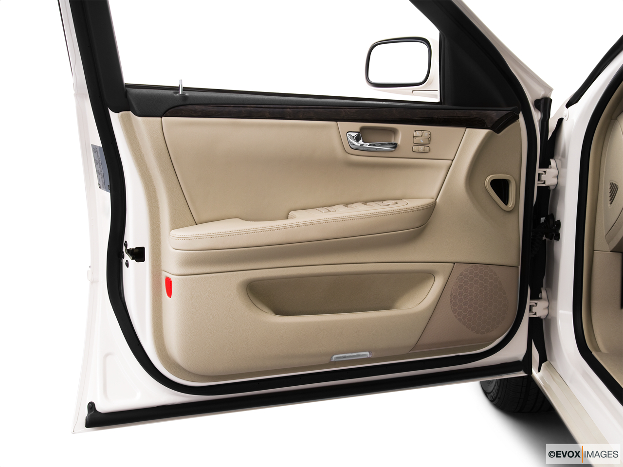 2010 Cadillac DTS Luxury Collection Inside of driver's side open door, window open. 