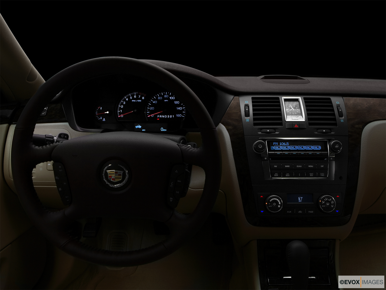 2010 Cadillac DTS Luxury Collection Centered wide dash shot - "night" shot. 