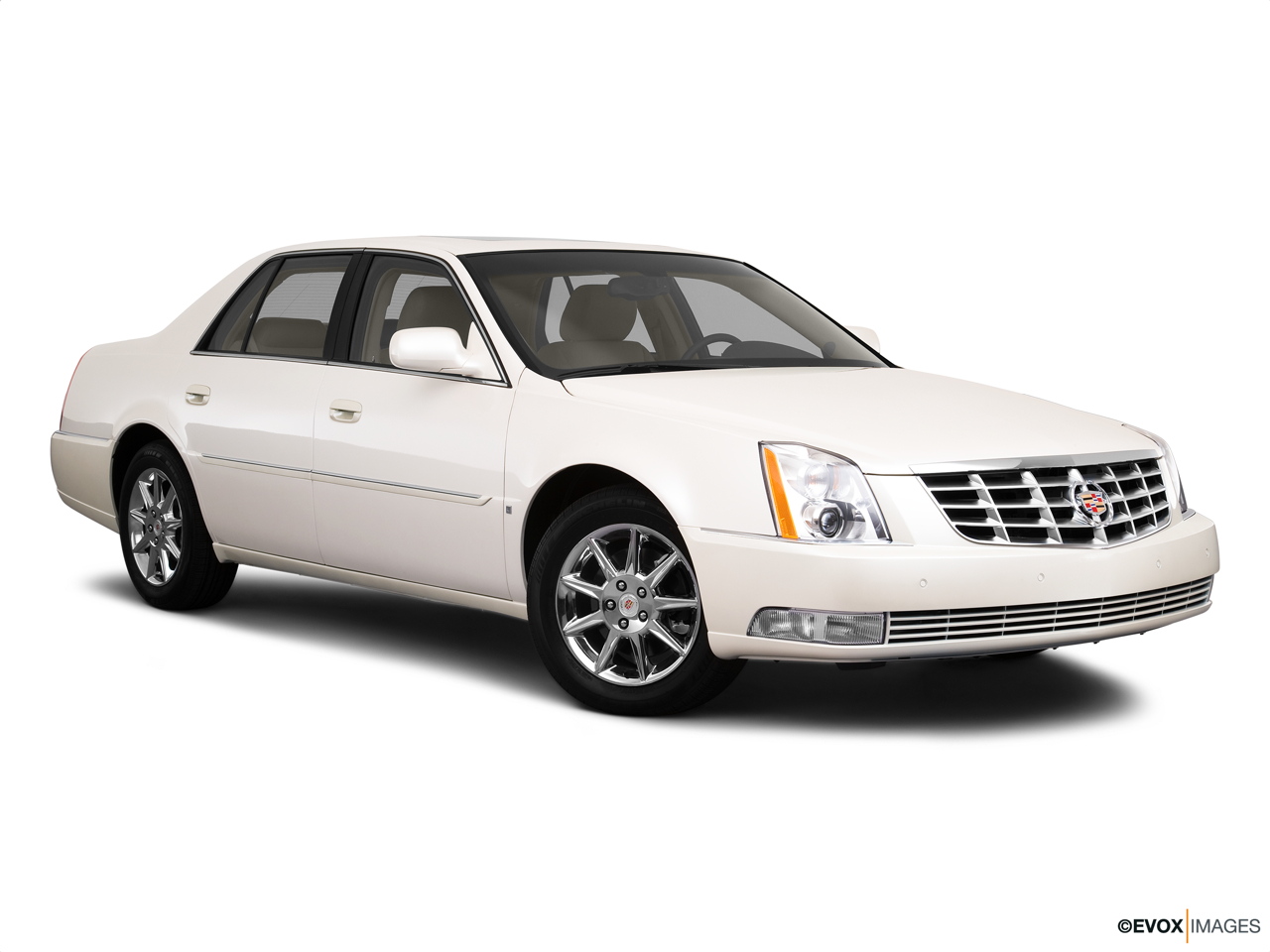 2010 Cadillac DTS Luxury Collection Front passenger 3/4 w/ wheels turned. 