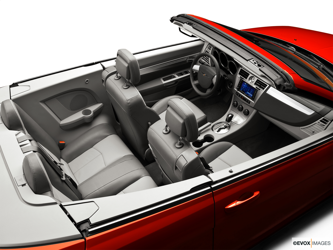 2010 Chrysler Sebring Touring Convertible Hero (high from passenger, looking down into interior). 
